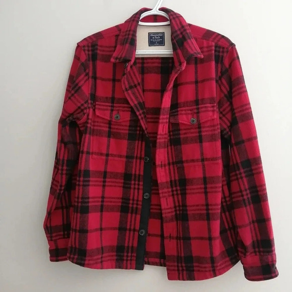 Abercrombie and Fitch Men's Heavyweight Flannel Plaid Shacket Shirt Jacket Small - Picture 5 of 15